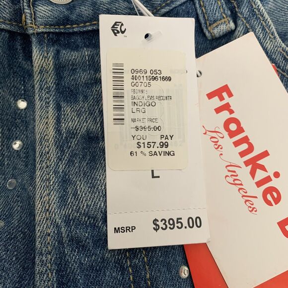 Frankie B Large All Over Studded Jean Straight Button Fly Released Hem 34 $395 - Picture 9 of 13